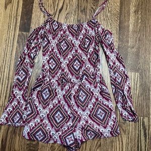 Women’s Socialite pink patterned off shoulder romper jumpsuit